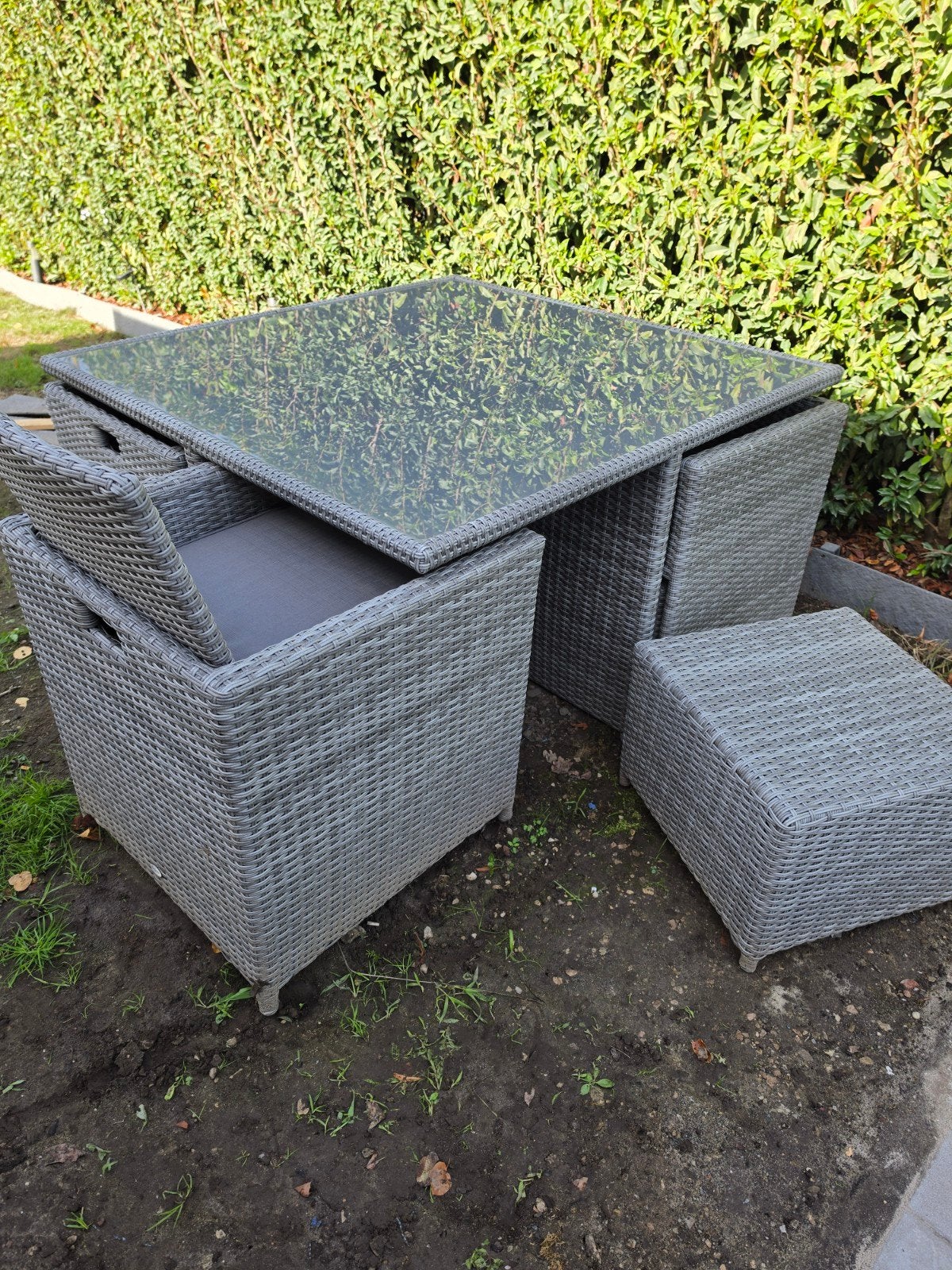 hartman tuinset compact met kussens, Tuin en Terras, Ophalen, 4 zitplaatsen, Gebruikt, Rotan