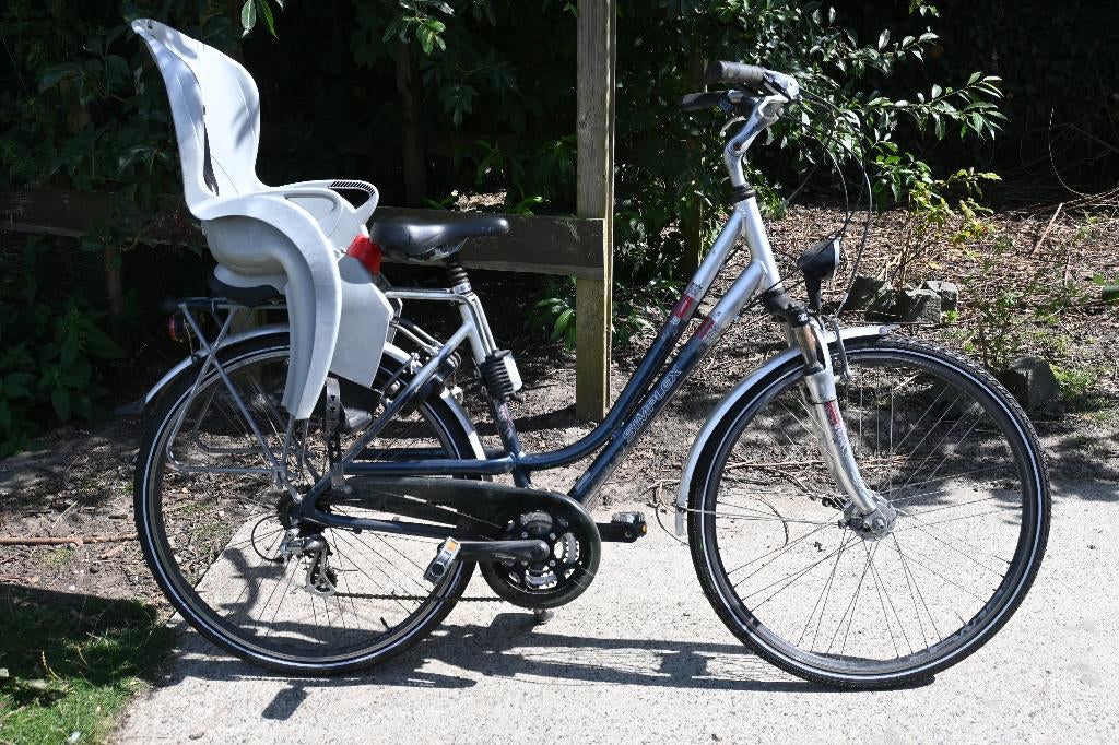 Simplex damesfiets 21 versn. & fietszitje Hamax Sleepy, Fietsen en Brommers, Gebruikt, Versnellingen, 50 tot 53 cm, Schijfrem