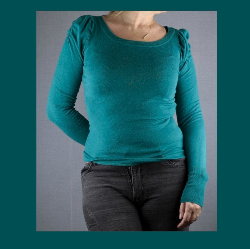 Groen-blauwe trui van Sora / JBC - Maat 36, Ophalen of Verzenden, Maat 36 (S), Groen