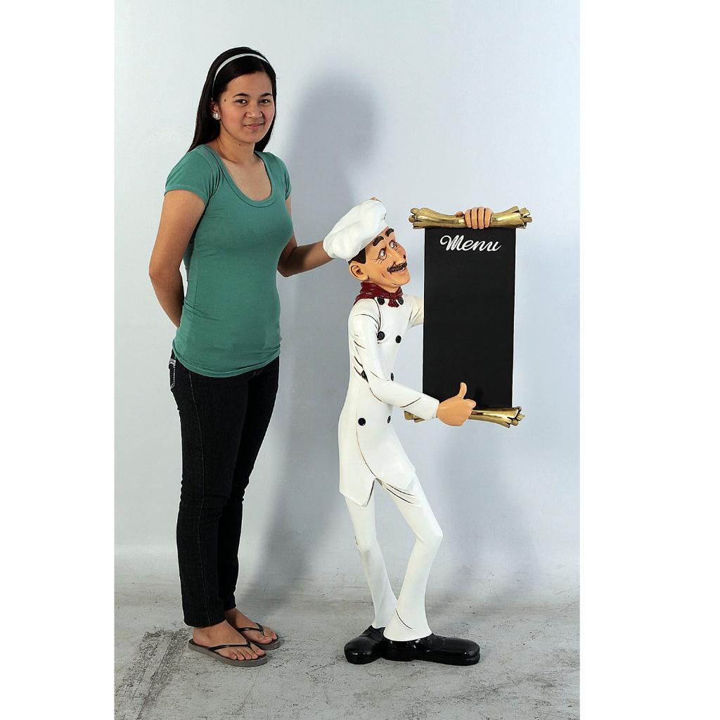 Chef Skinny beeld Menubord – Kok 185 cm Beschrijfbaar