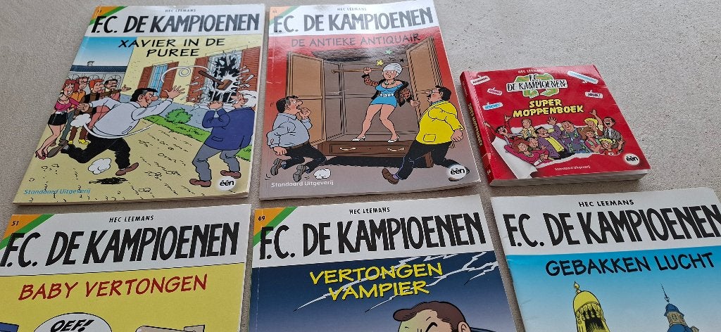 Strips FC De kampioenen 3€/stuk. Moppenboek 5€, Ophalen, Hec Leemans, Zo goed als nieuw, Meerdere stripboeken