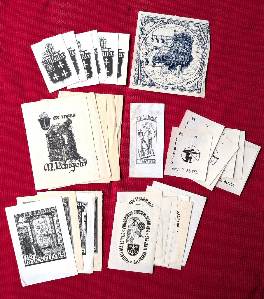 33 oude ex-librissen, Ophalen of Verzenden, Ex libris, 1950 - 1999