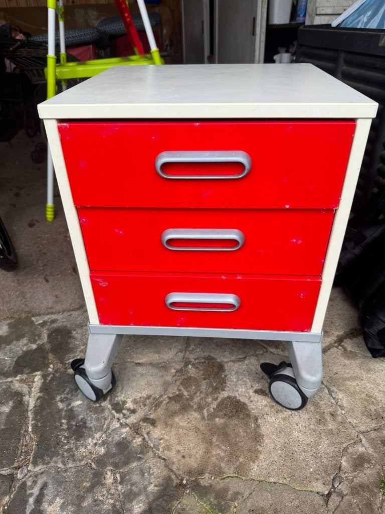 Vintage IKEA EFFEKT ladeblok op wielen – 3 lades, Maison & Meubles, 3 ou 4 tiroirs, Enlèvement, Utilisé