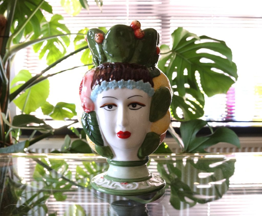 Mondello Head -  Sicilian Head - Vintage Keramiek Kandelaar, Huis en Inrichting, Woonaccessoires | Kandelaars en Kaarsen, Ophalen of Verzenden