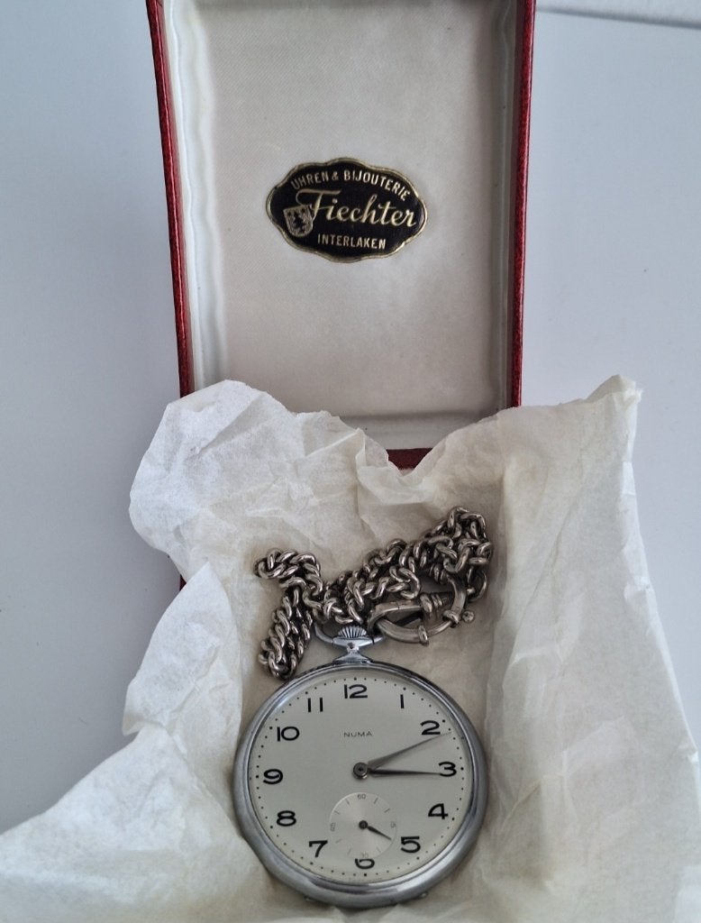 Numa montre gousset, Autres marques, Avec chaîne, Acier, Montre de poche