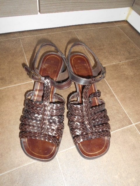 Leder sandalen Trend One / Maat 40, Ophalen of Verzenden, Zo goed als nieuw, Bruin