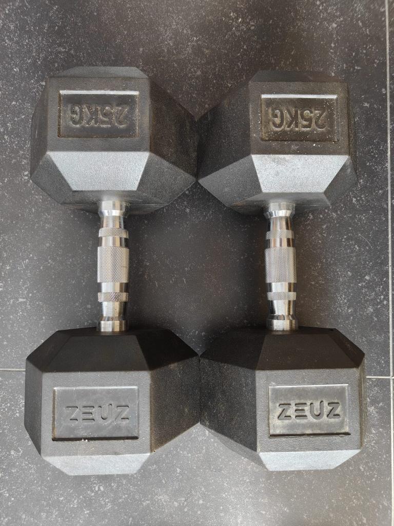 Dumbbell set 2x25kg, Sport en Fitness, Fitnessmaterialen, Ophalen, Zo goed als nieuw, Dumbbell