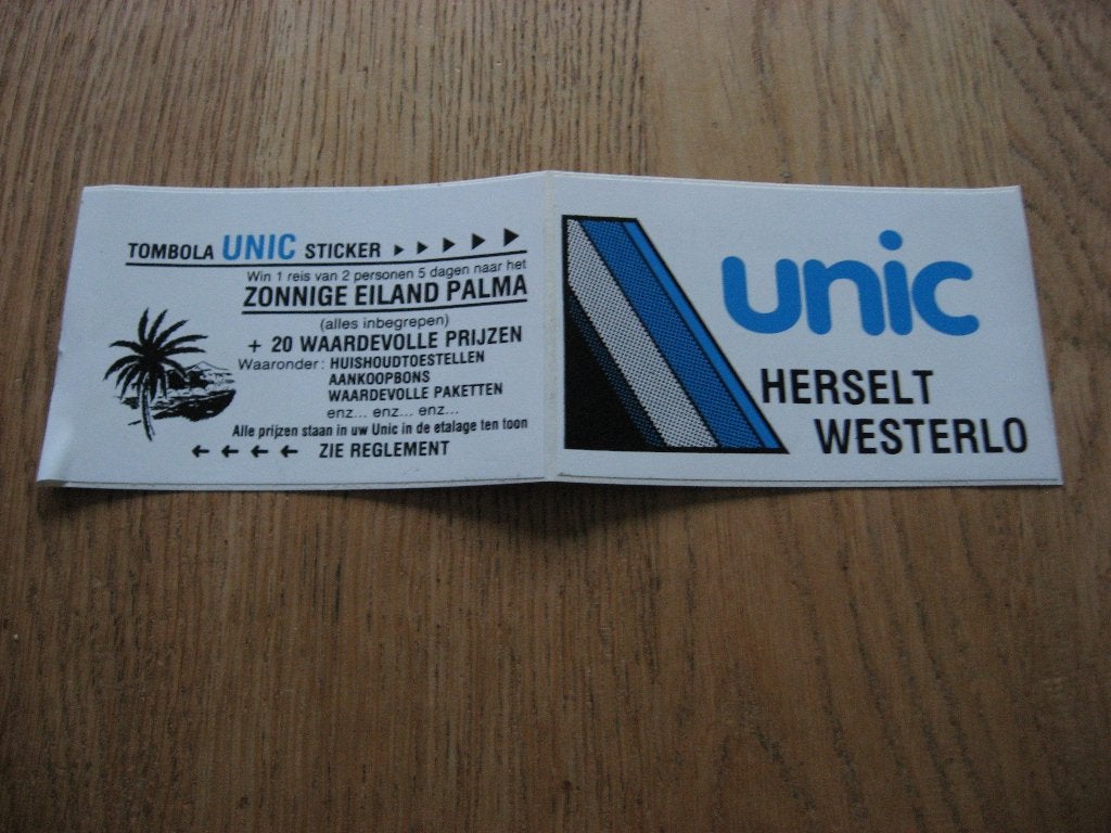 Unic Herselt Westerlo Tobola Unic Sticker 21,5 x 7 cm, Verzamelen, Ophalen of Verzenden, Nieuw, Overige typen