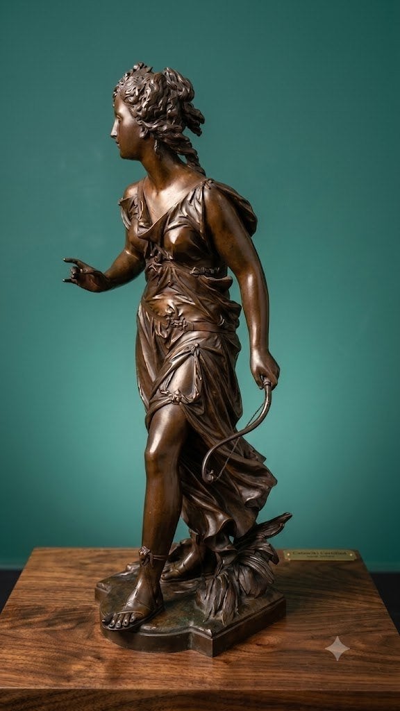 Mathurin Moreau Diane de Jaagster - 46 cm - Brons, Ophalen, Brons