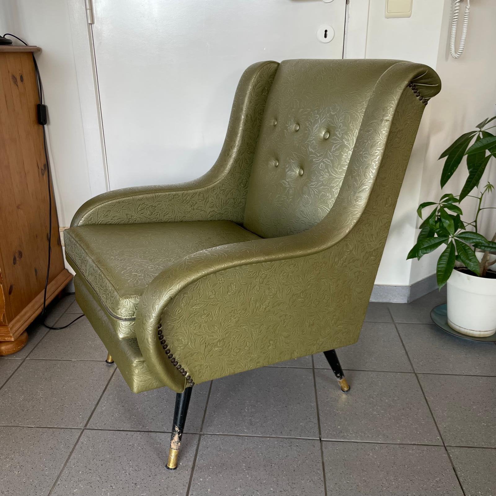 Vintage mid century fauteuil 50s, Synthétique, Enlèvement, Utilisé, 50 à 75 cm
