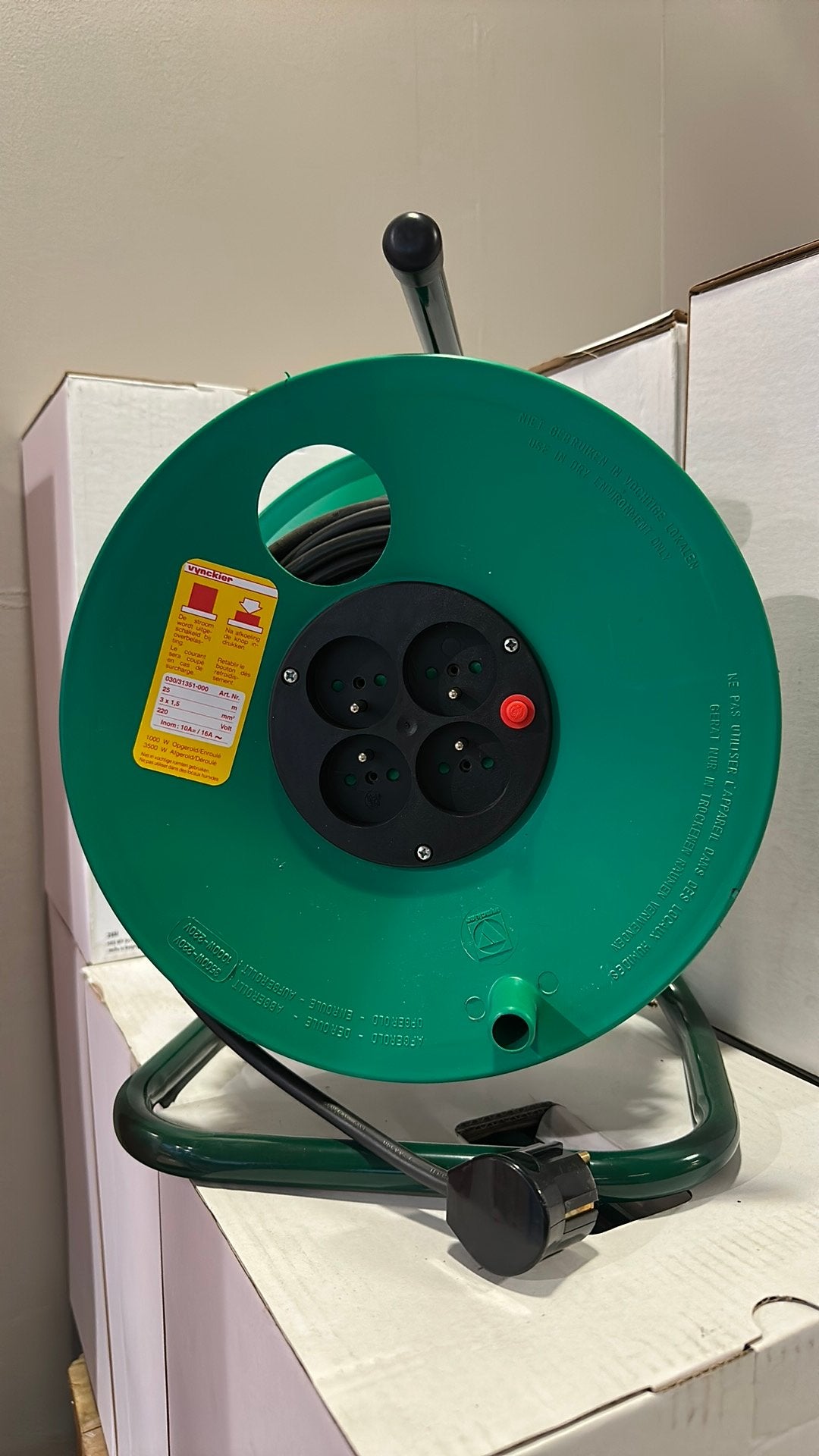 Kabelhaspel Vynckier 25m - 3x1.5 - 3500W - NIEUW!, Ophalen, Nieuw, Kabelhaspel