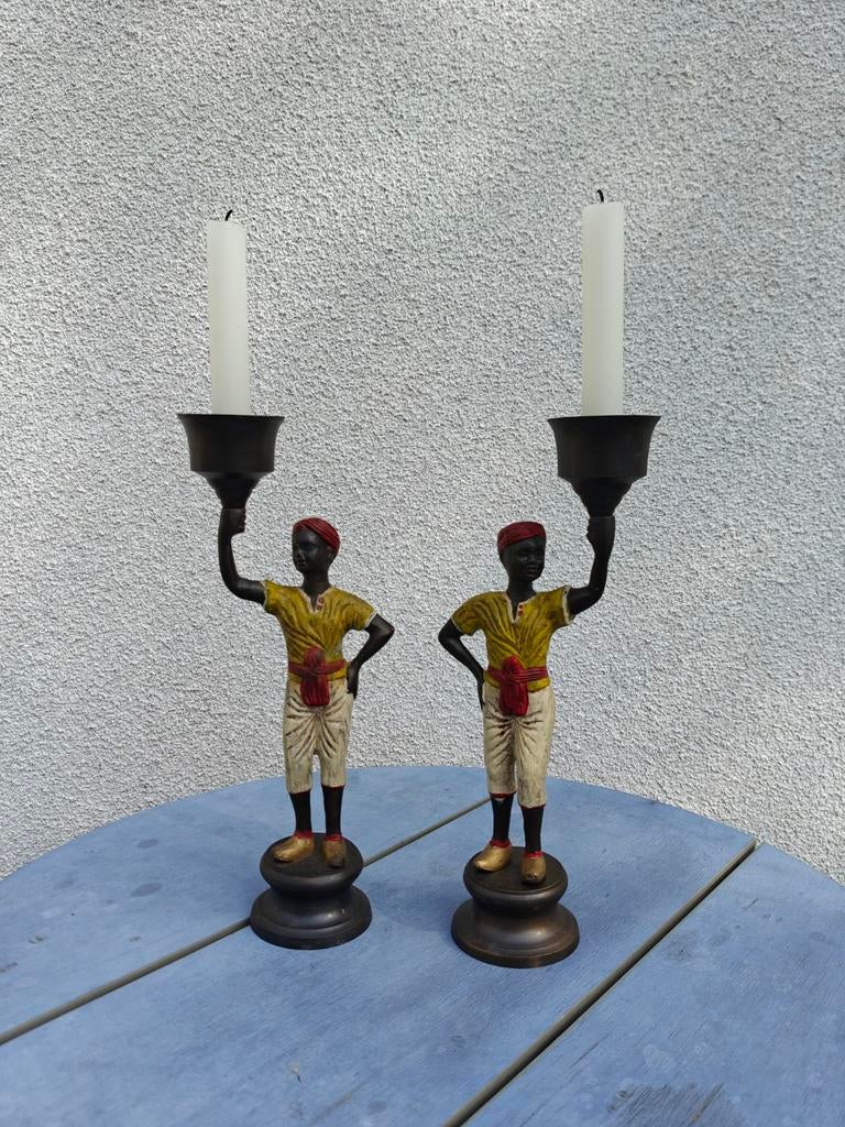 Een paar antieke kandelaars., Antiek en Kunst, Ophalen of Verzenden
