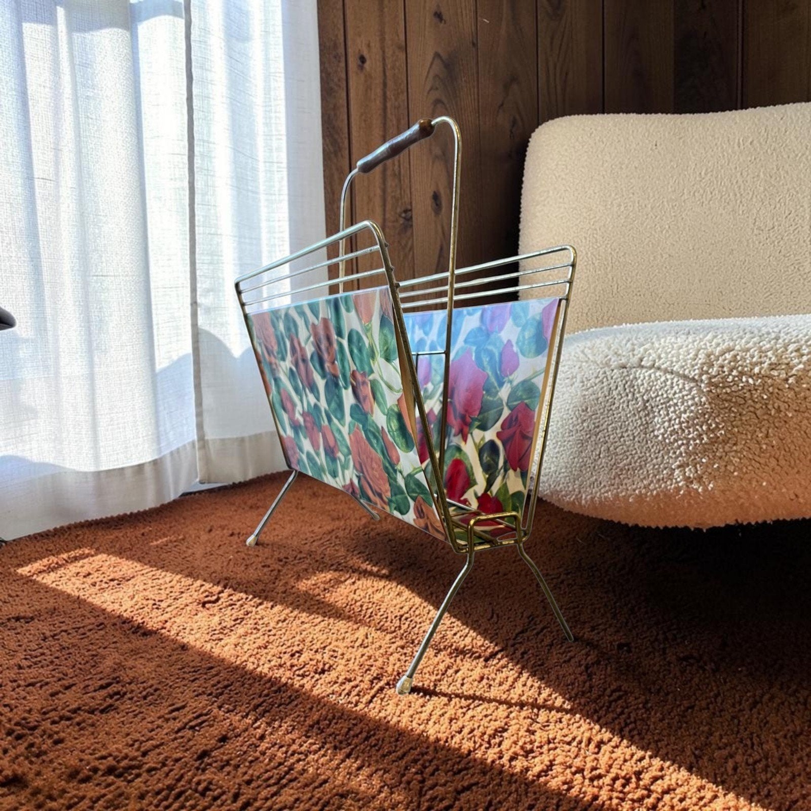 Porte-revues floraux vintage/porte-revues/déco, Enlèvement ou Envoi