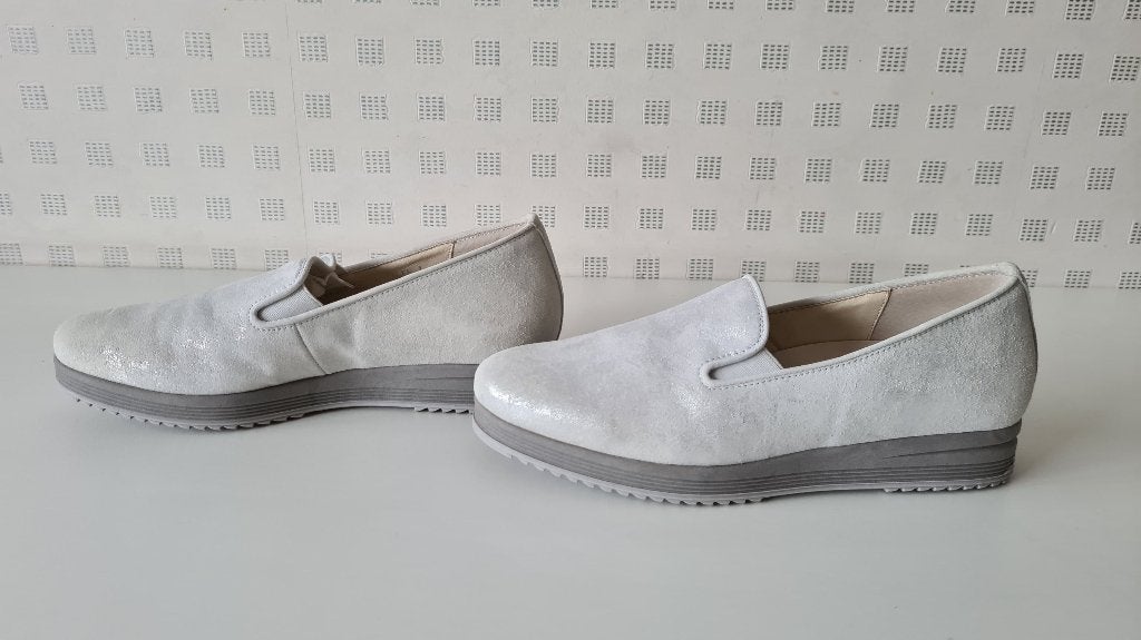 GABOR : zilver/witte loafer in daim - SPLINTERNIEUW - M 37, Overige kleuren, Instappers, Gabor, Nieuw