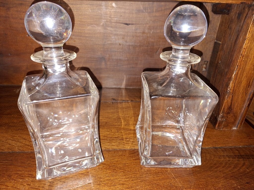 2 kristallen Whisky karaffe Boch, jaren 1960, Antiek en Kunst, Curiosa en Brocante, Ophalen of Verzenden