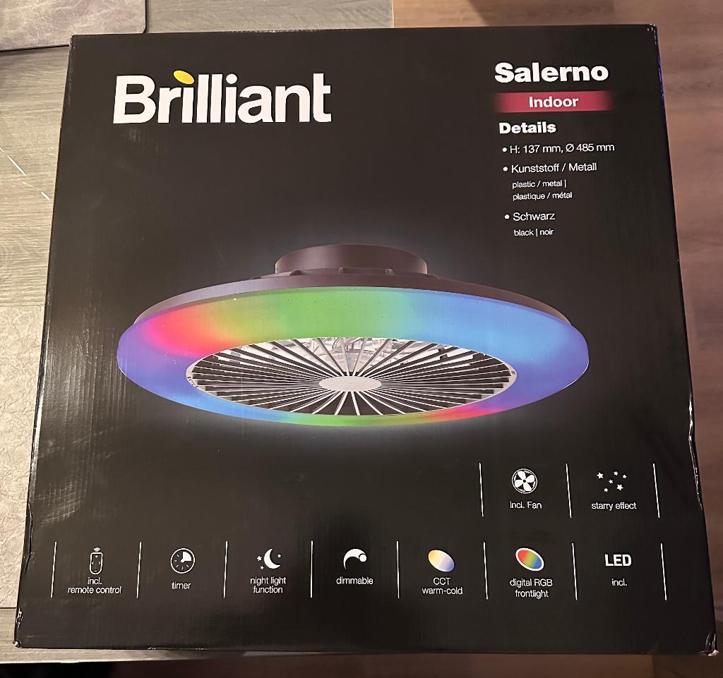 Plafondventilator LED 40W 3000K-6500K Dimbaar Zwart NIEUW, Enlèvement ou Envoi, Neuf, Ventilateur de plafond