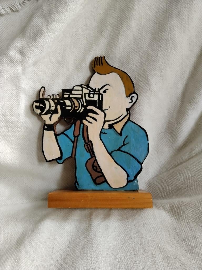 Kuifje beeldje uit de jaren 70. In 2D. Verslaggever, fotogra, Verzamelen, Ophalen of Verzenden, Kuifje