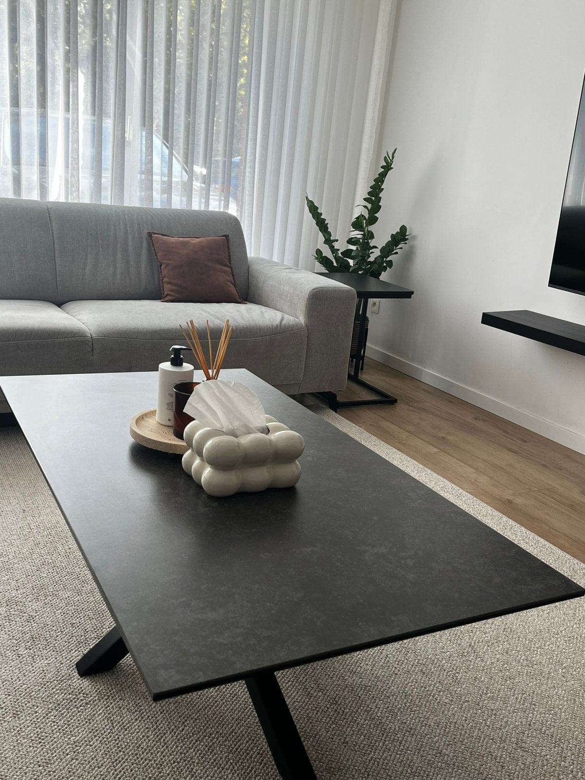Salontafel Ruffec – zwart, keramisch blad, Ophalen, Overige materialen, 100 tot 150 cm, 50 tot 100 cm