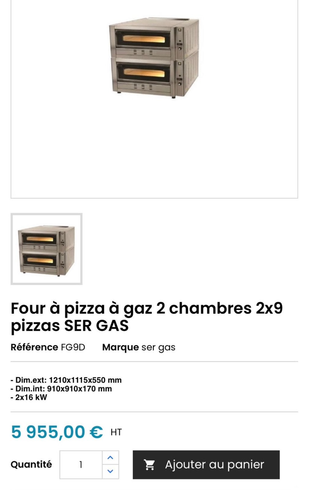 Four a pizza au gaz, Ophalen, Nieuw