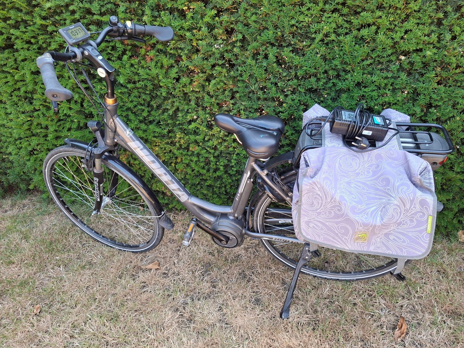 Norta electrische fiets met middenmotor en fietszakken, Fietsen en Brommers, Elektrische fietsen, Ophalen