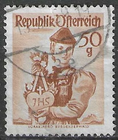 Oostenrijk 1948/1950 - Yvert 746 - Klederdrachten  (ST), Verzenden, Gestempeld