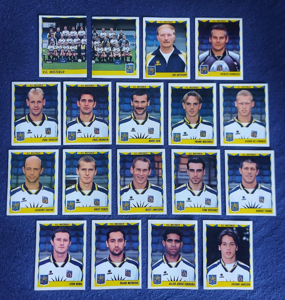 18 versch. Panini stickers voetbal ' FB 1999 - VC Westerlo ', Collections, Articles de Sport & Football, Neuf, Affiche, Image ou Autocollant