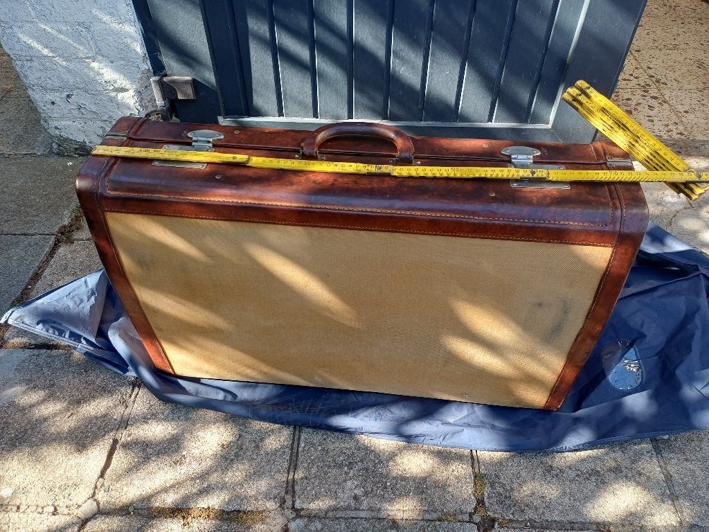 ancienne valise de luxe 1930 cuir et tissu, Enlèvement ou Envoi