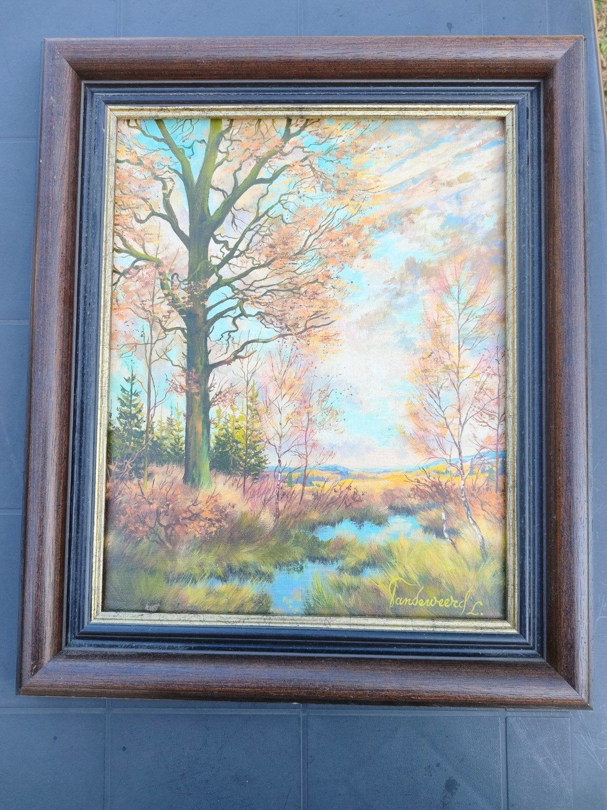 Tableau des Fagnes belge, Antiquités & Art, Signé, Peinture acrylique, Paysage, Enlèvement