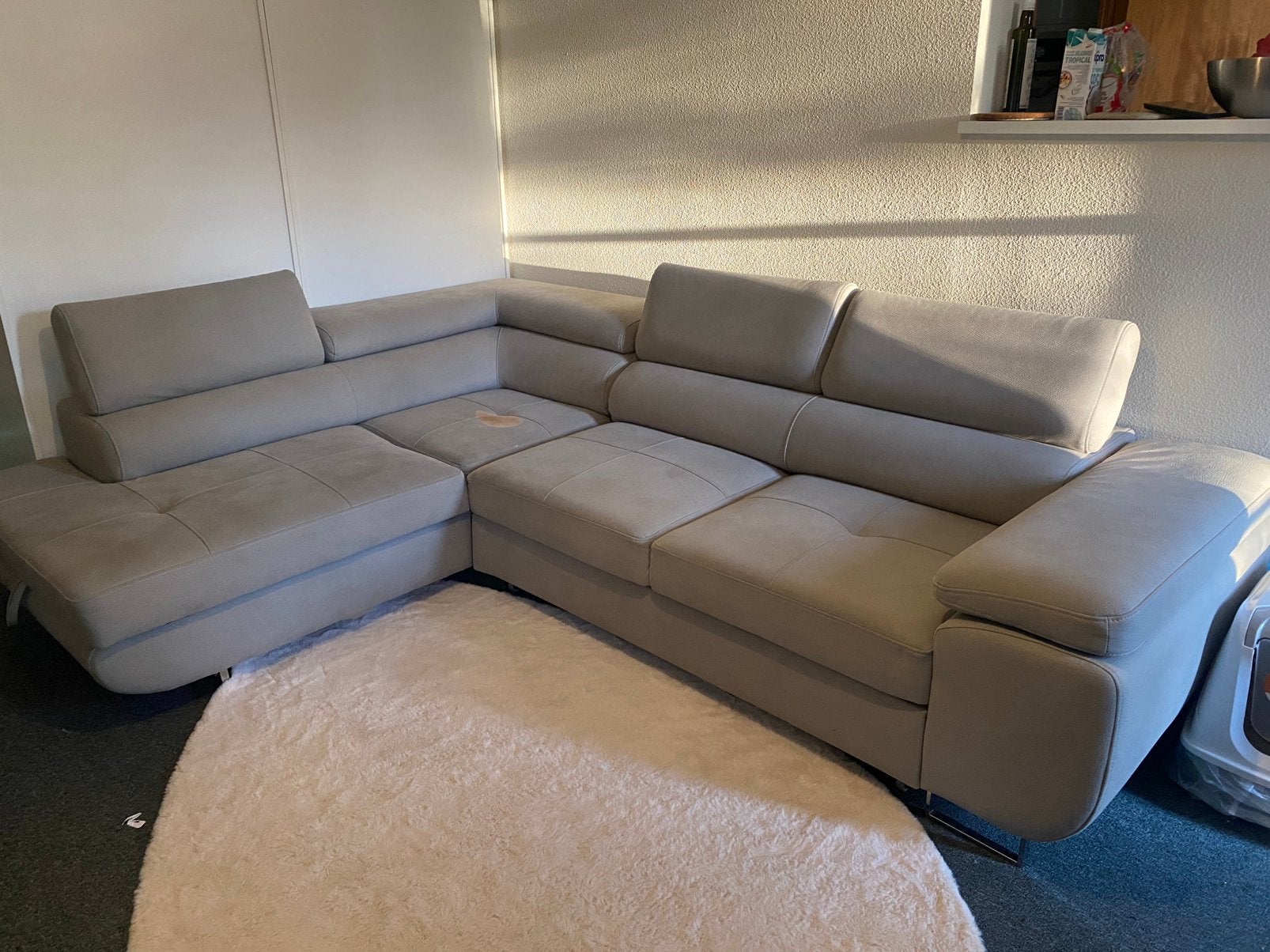 Grand siège beige, fonction couchage/position couchée, Maison & Meubles, Enlèvement, Utilisé