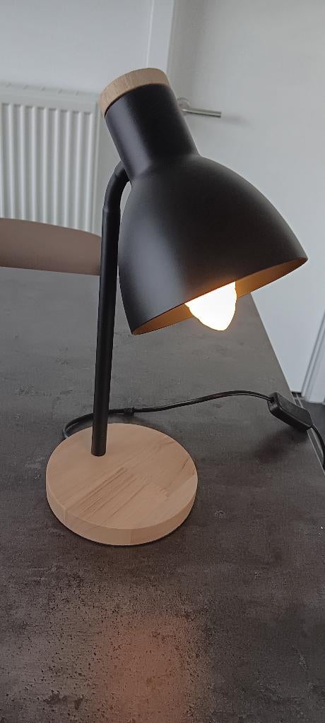 Tafellamp / lamp nachtkastje, Huis en Inrichting, Lampen | Tafellampen, Zwart, Ophalen, Zo goed als nieuw, Hout