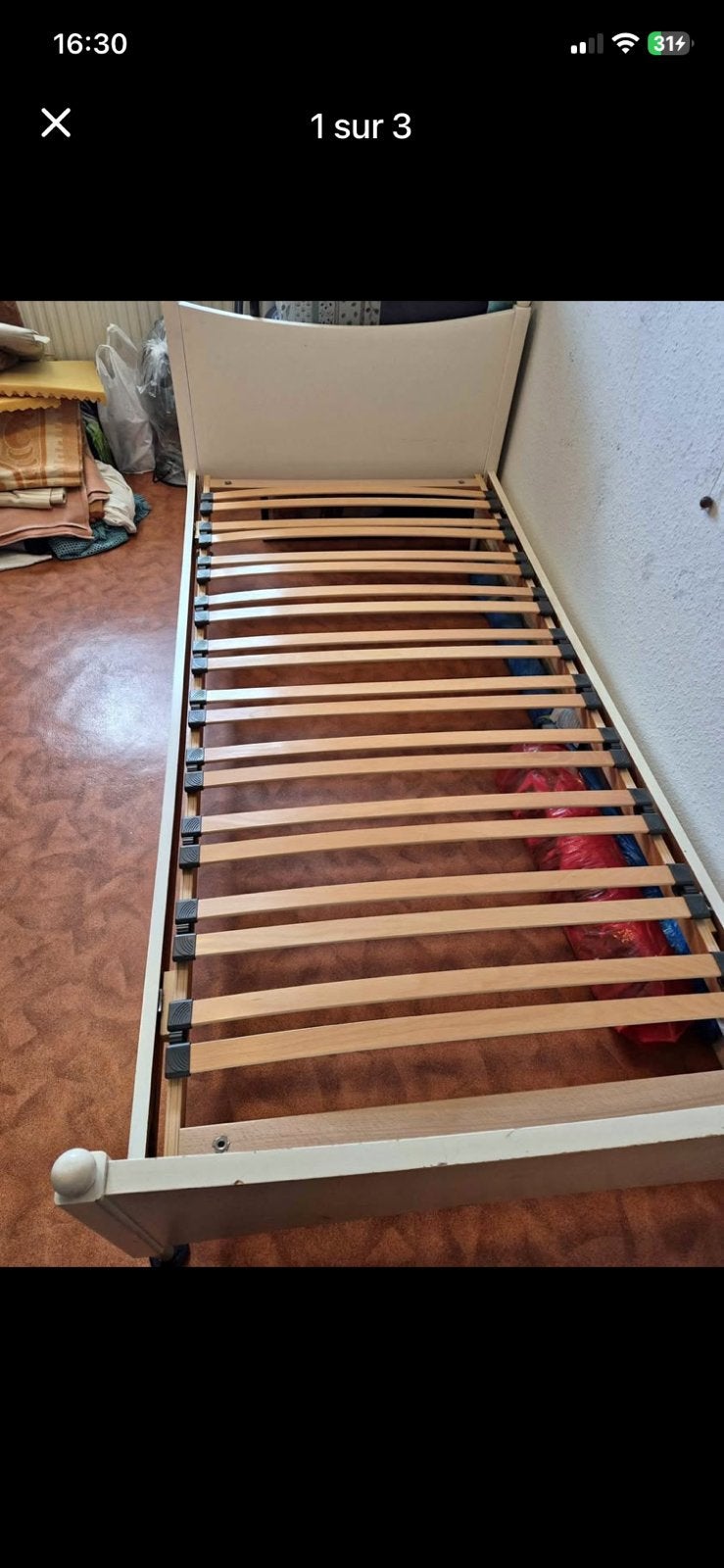 Lit 1 personne en bois, Maison & Meubles, Enlèvement, Comme neuf, Une personne, Bois