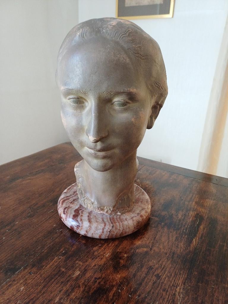 Romeins hoofd van de Belgische beeldhouwer Marcel Rau, Antiek en Kunst, Ophalen
