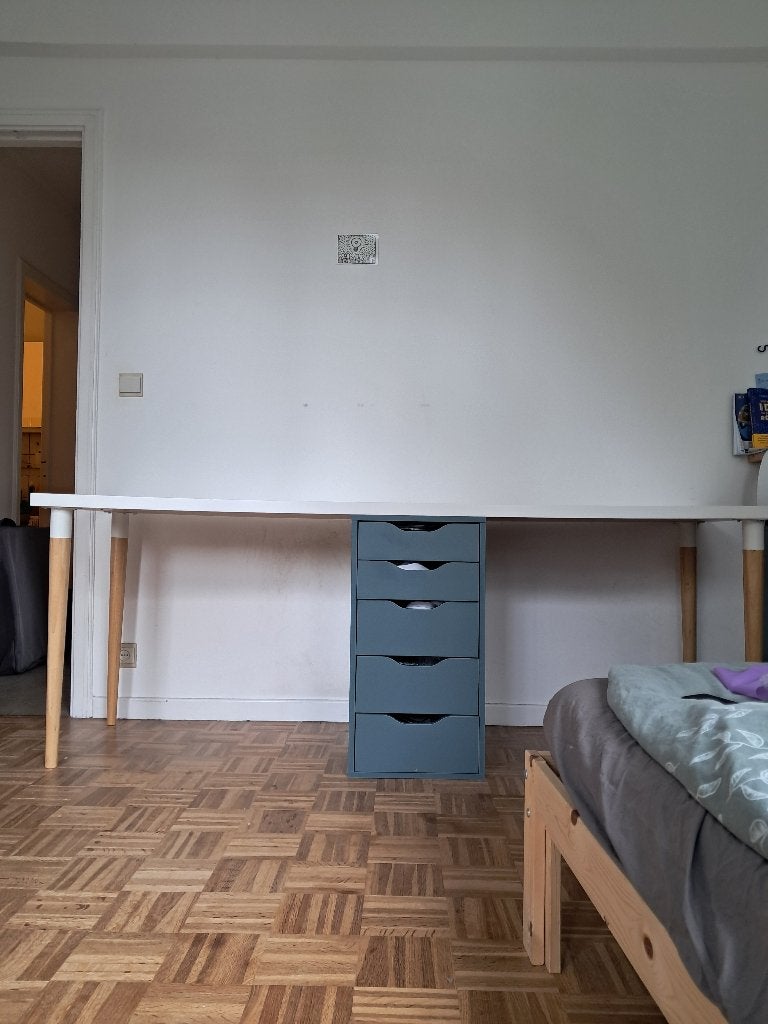 Grand bureau scandinave 200x60cm avec caisson, Scandinave, Bureau duo, Enlèvement, Utilisé