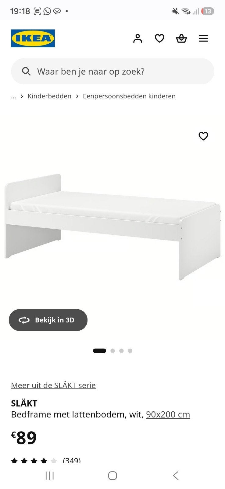 Bed Ikea Släkt 90200 cm, Huis en Inrichting, Ophalen, 200 cm, Matras