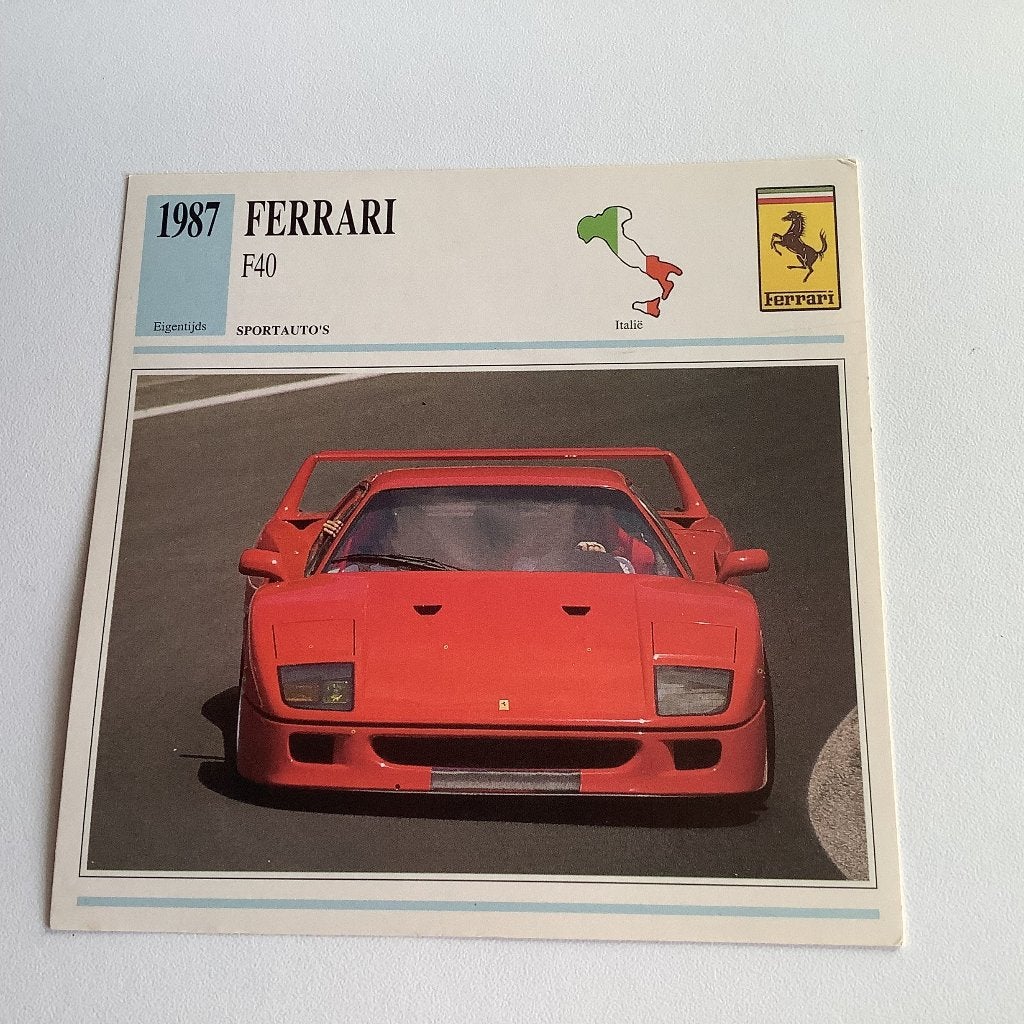 Carte de la Ferrari F40, Enlèvement ou Envoi, Comme neuf, Ferrari