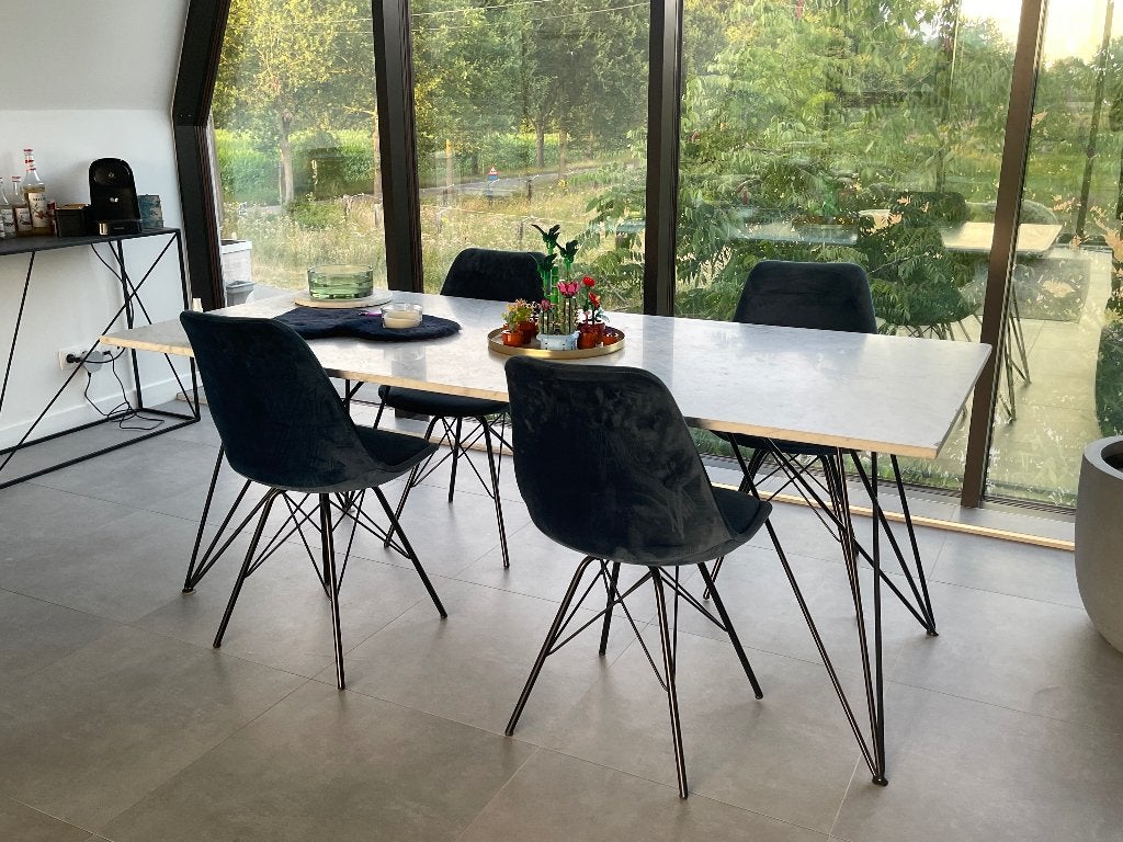 Design eettafel uit Carrara marmer, Huis en Inrichting, Ophalen, Overige materialen, 100 tot 150 cm, 200 cm of meer