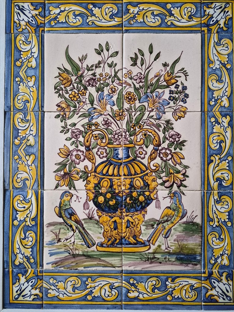 prachtige Bloemenvaas Portugees tegel muurschildering, Ophalen