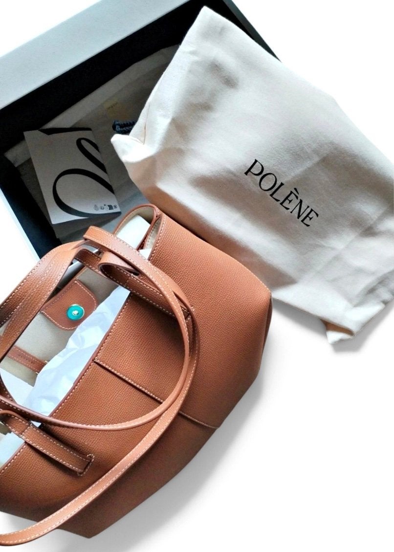 Polène Mini tas in camelbruin met stofzak, Verzenden, Zo goed als nieuw