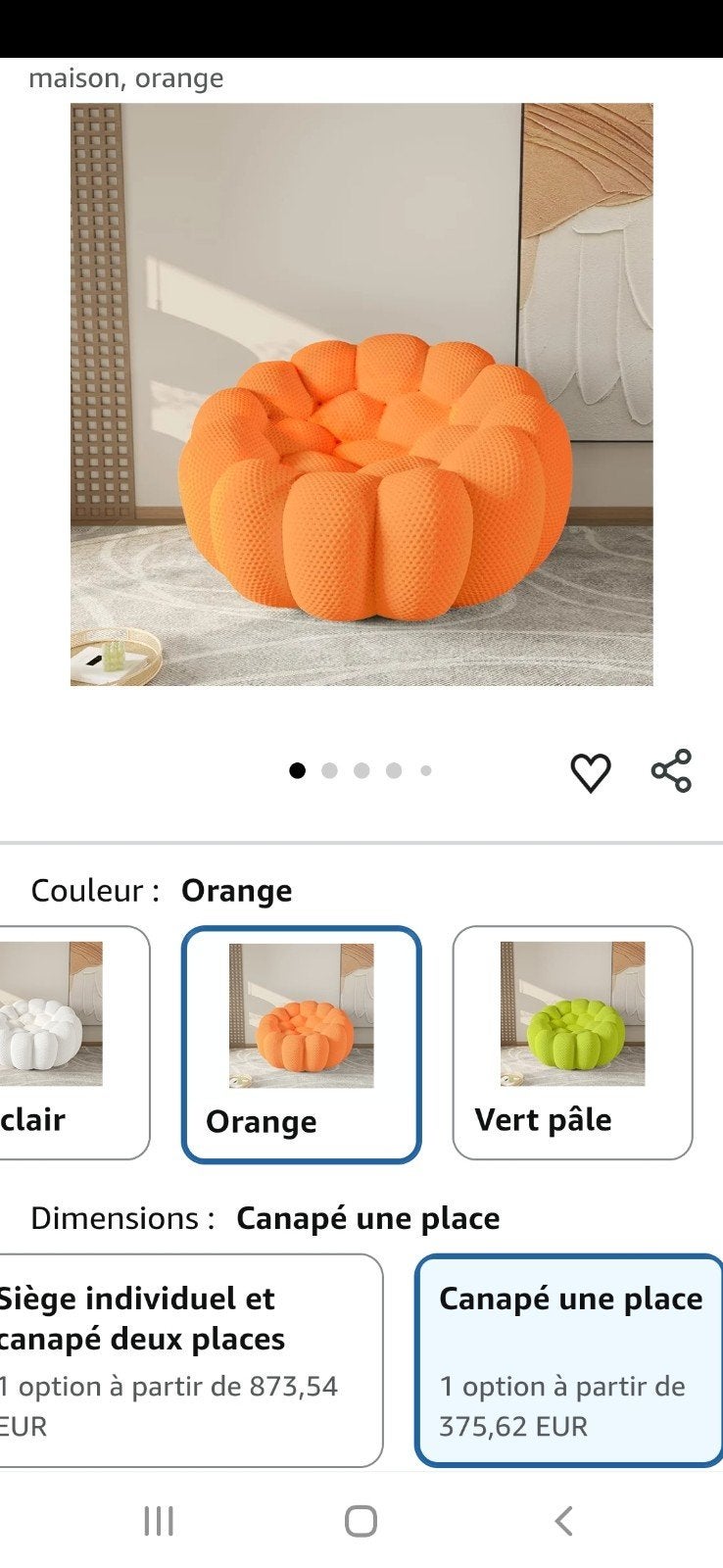 Pouf design, Enlèvement