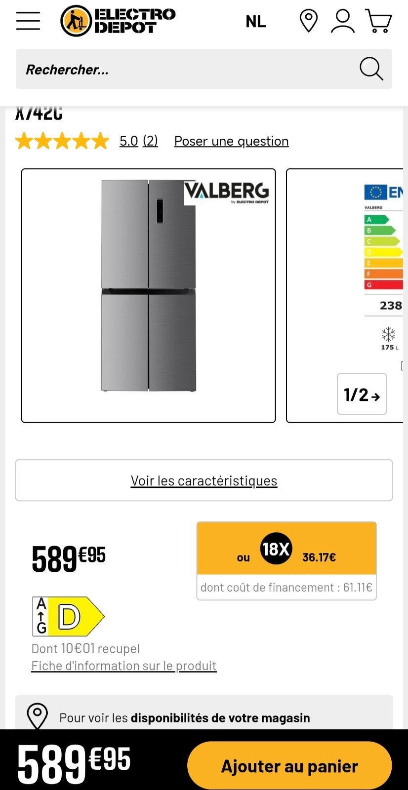 Frigo américain, Elektronische apparatuur, Koelkasten en IJskasten, Ophalen