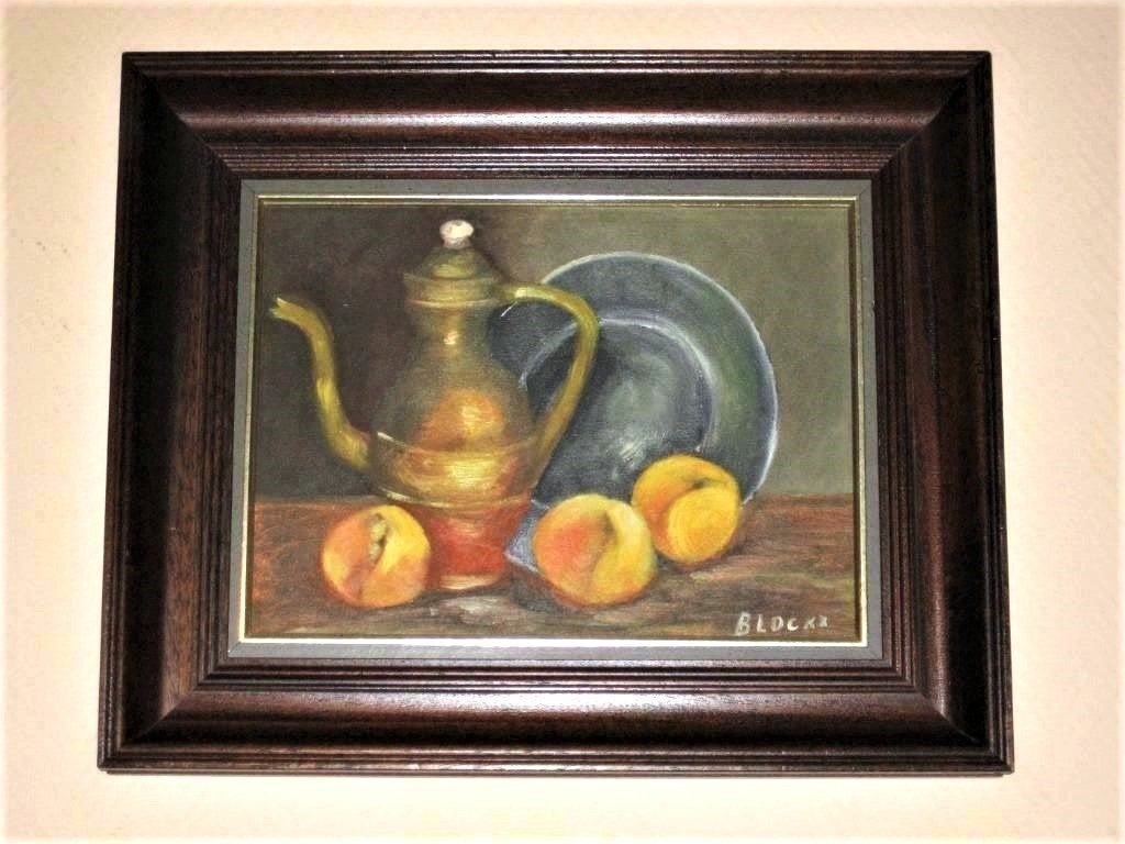 Mooi Antieke schilderij (olieverf op doek) met houten kader, Antiquités & Art, Autres sujets, Peinture à l'huile, Enlèvement, Encadré