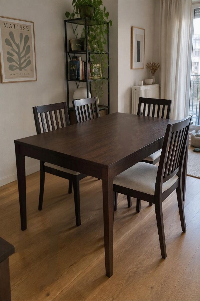 IKEA NÄSINGE uitschuifbare tafel + 4 stoelen - massief hout, Ophalen, Eikenhout