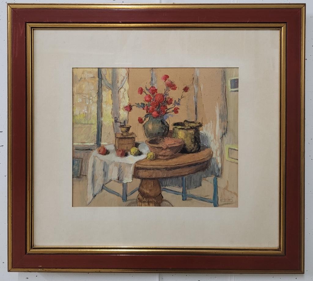 Juul DE CORT, bloemen op tafel, Antiquités & Art, Enlèvement ou Envoi