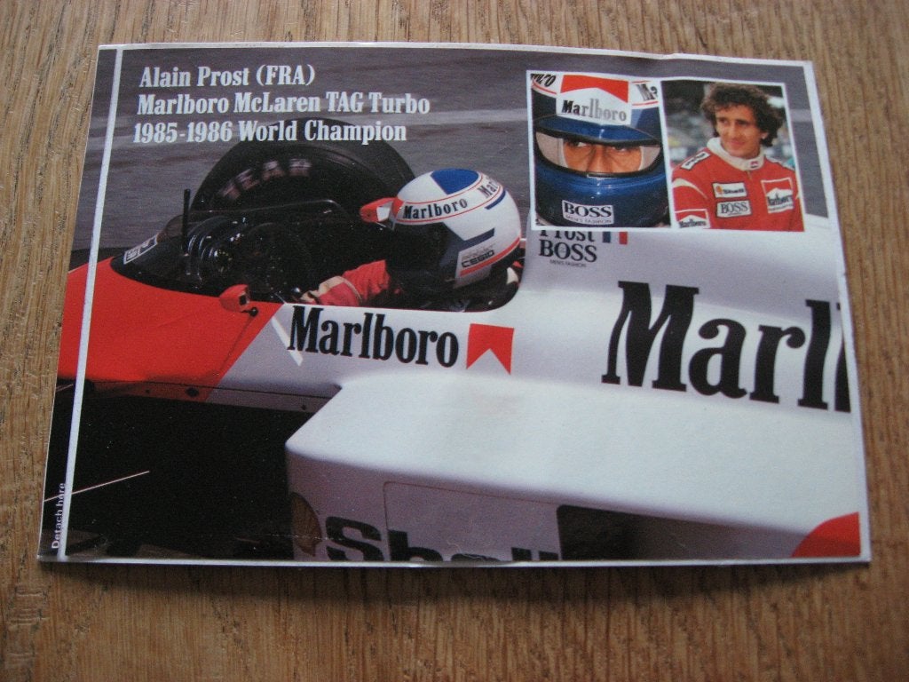 Sticker Alain Prost Marlboro McLaren F1 1985-1986 World Cham, Enlèvement ou Envoi, Neuf, Voiture ou Moto