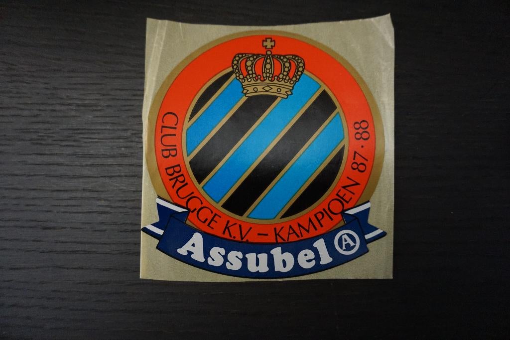 vintage voetbal sticker club brugge assubel kampioen 1987-88, Ophalen of Verzenden