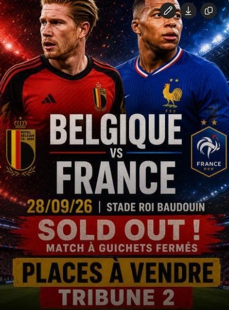 4 tickets Belgique France Diables rouges Sold out 28/09, Tickets & Billets, Autres types, Trois personnes ou plus, Septembre