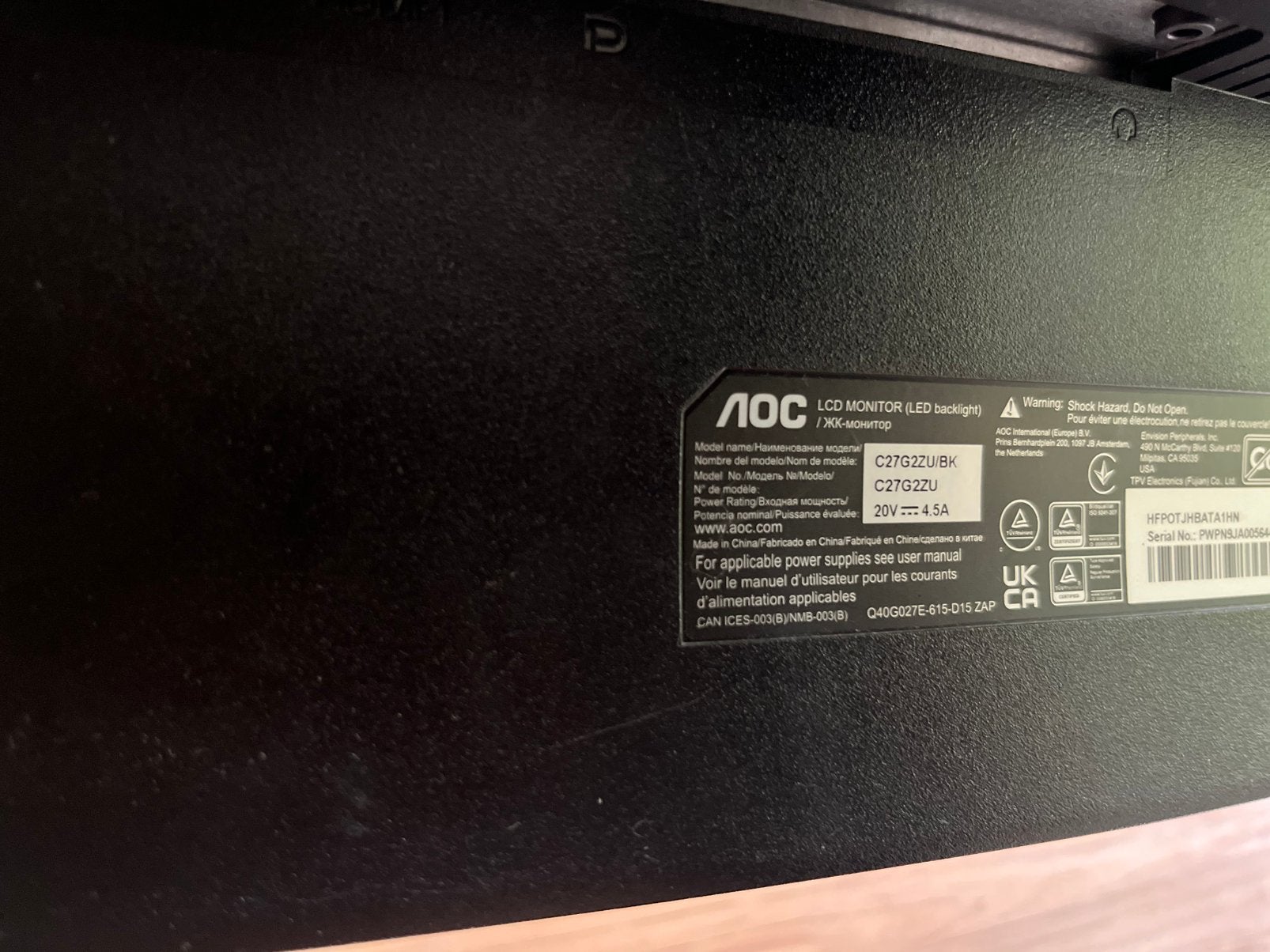 Ecran AOC gaming, Enlèvement ou Envoi, Comme neuf