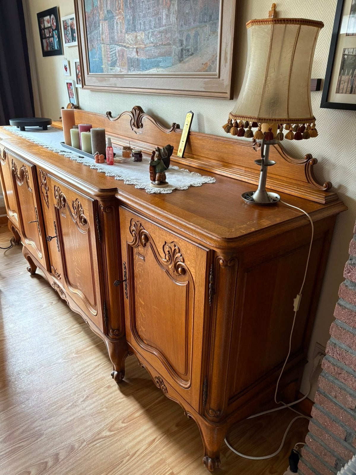 Massief eiken dressoir, Ophalen, 150 tot 200 cm, Eikenhout, Met lade(s)