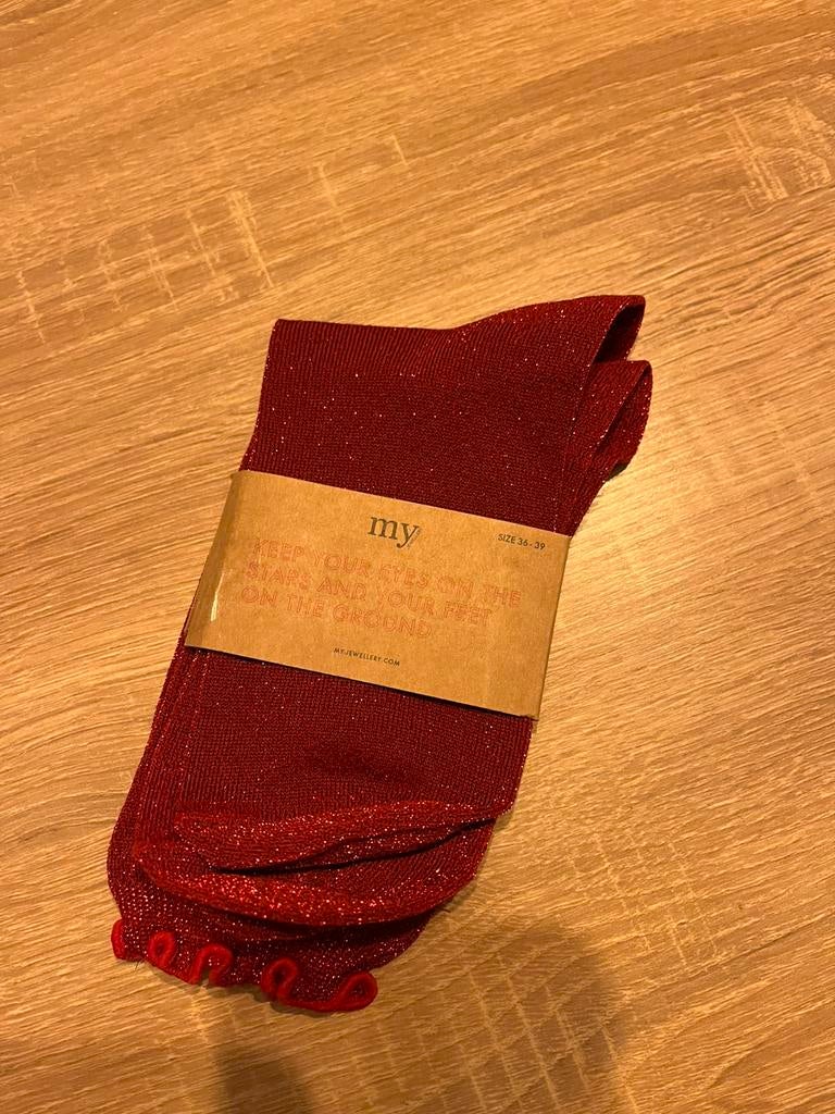 Nieuwe rode glittersokken maat 36-39, Sokken en Kniesokken, Maat 35 t/m 38, Nieuw, Ophalen of Verzenden