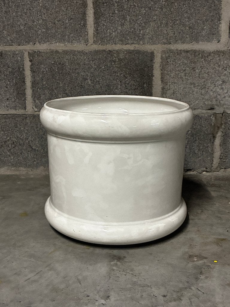 Witte keramische bloempot, Gebruikt, Rond, Binnen, Minder dan 40 cm